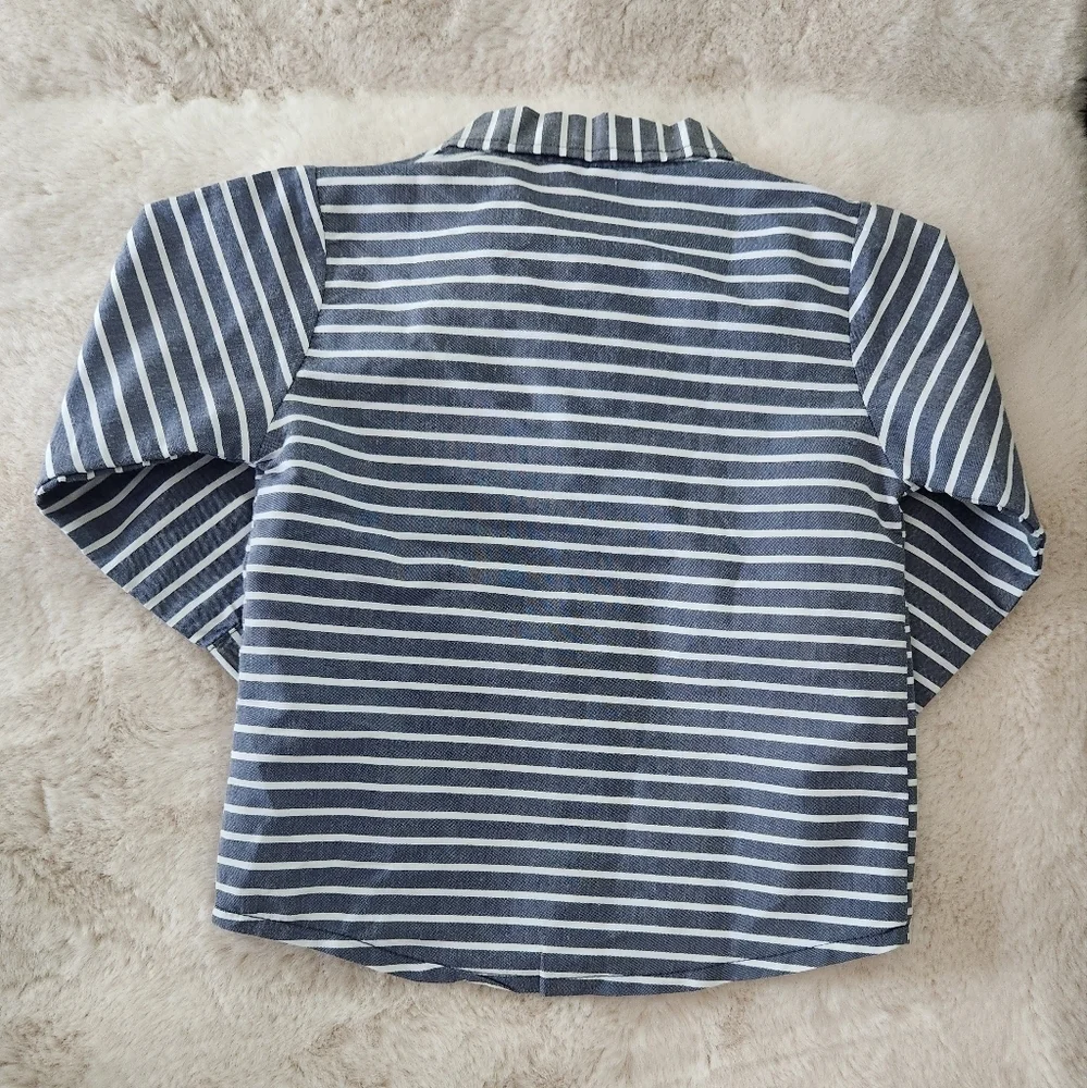 Badgley Mischka Boy's Gray Stripe Button Down Long Sleeve‎ Shirt 18-24 mnth